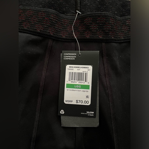 Under Armour compression black running tights Cold Gear Rush size Large - Picture 2 of 6